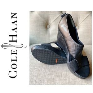 Cole Haan Nike Air Black Leather Wedges